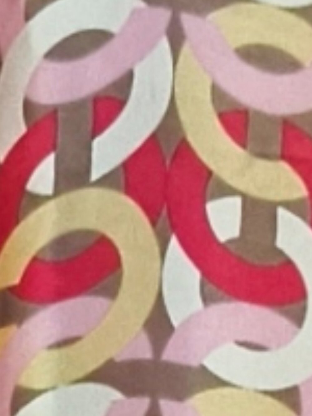 COACH 100% Silk 35" X 35" Signature C Pink, Cream & Gold Geometric Scarf - Picture 12 of 12